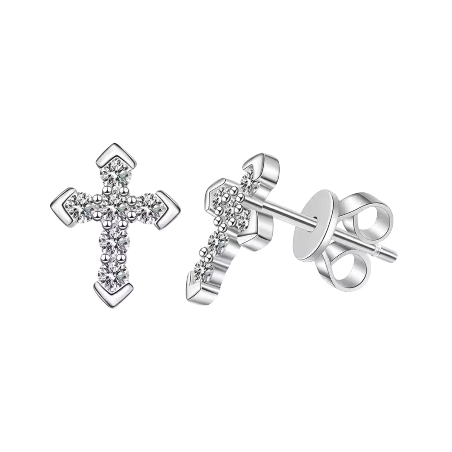 EARRINGS DIAMOND CROSS MOISSANITE S925 - SILVER