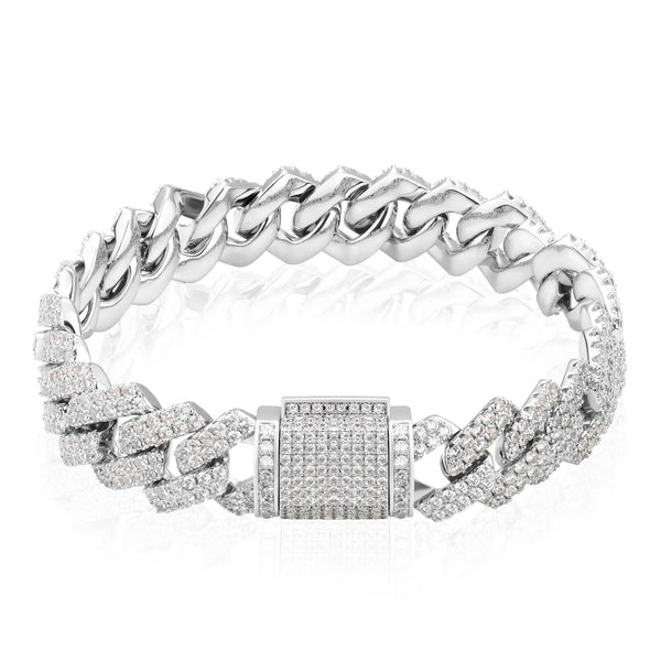 CUBAN ICE LUXURY BRACELET - SILVER (14MM)