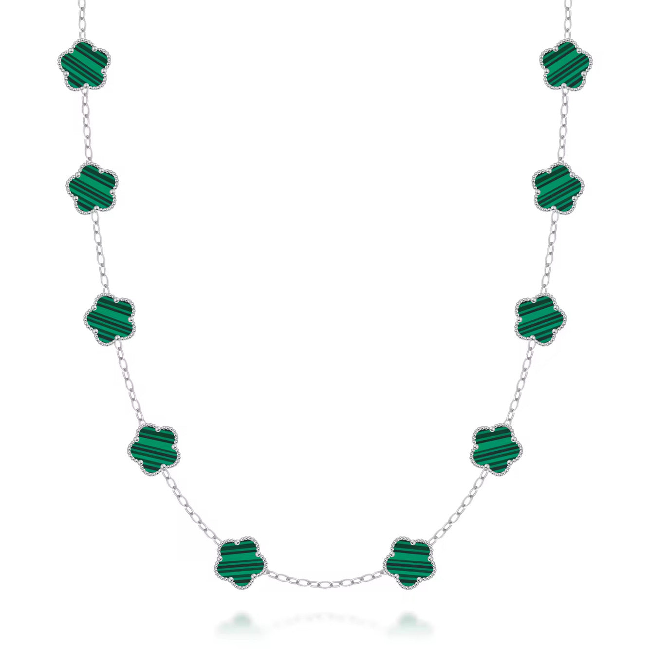 FIORI NECKLACE V2 - SILVER/GREEN