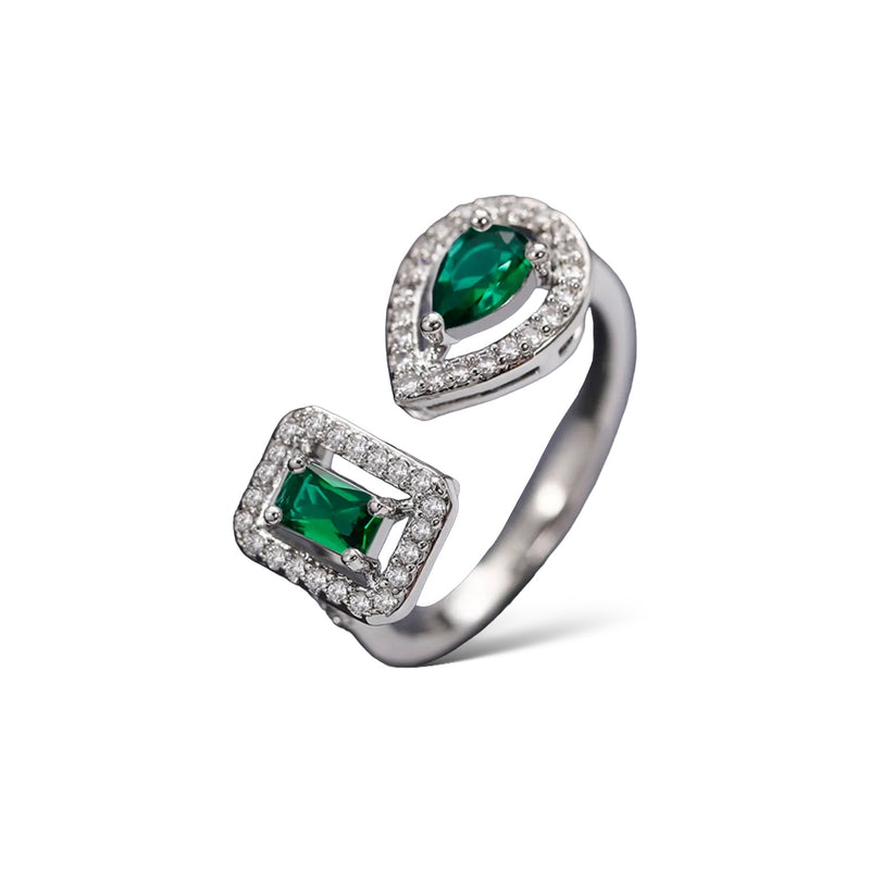 DIAMOND RING - SILVER/GREEN