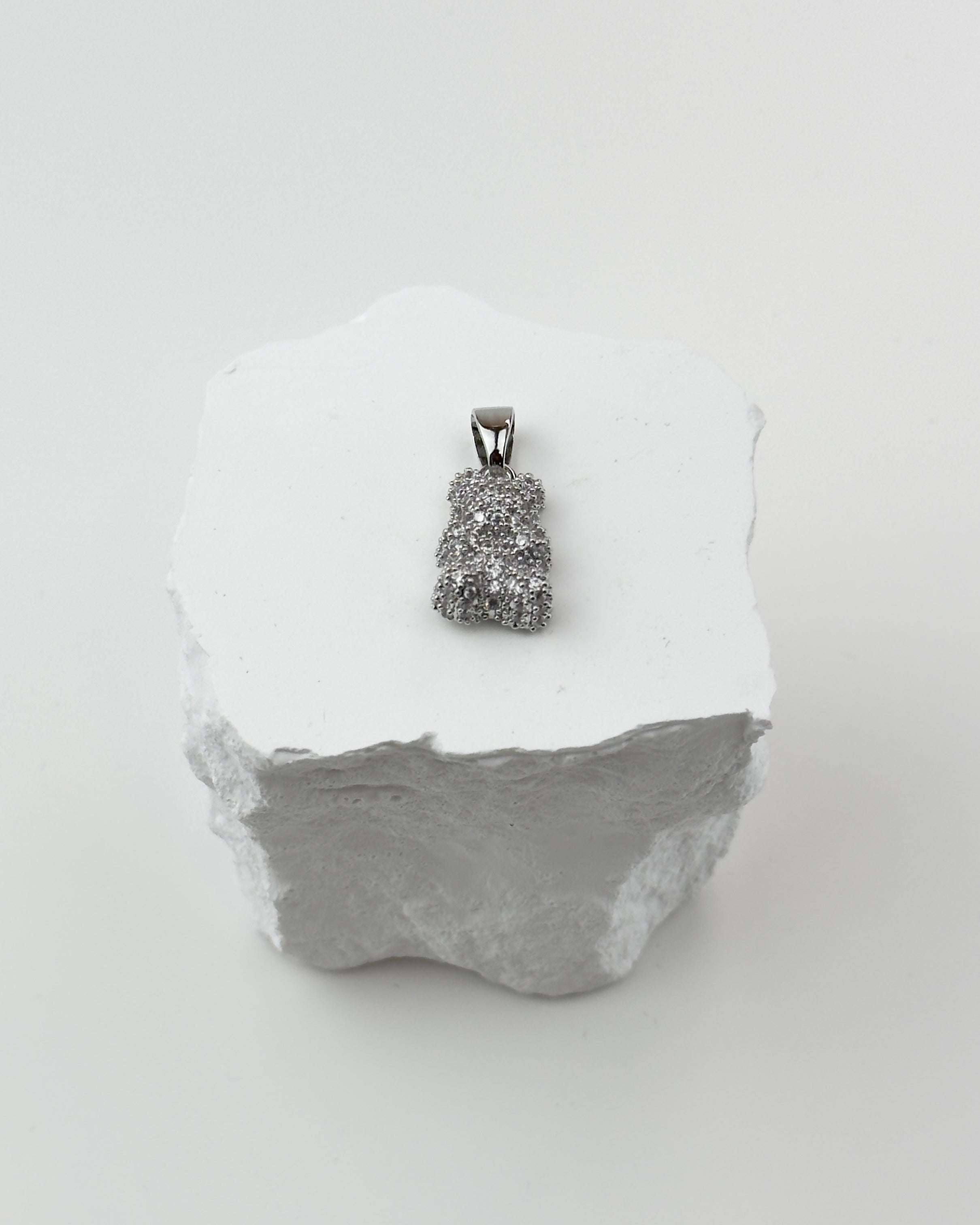 DIAMOND GUMMY BEAR PENDANT - SILVER