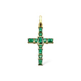 CROSS PENDANT S925 - GOLD/GREEN