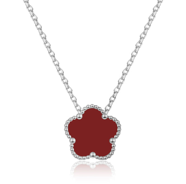 FIORI NECKLACE - SILVER/RED