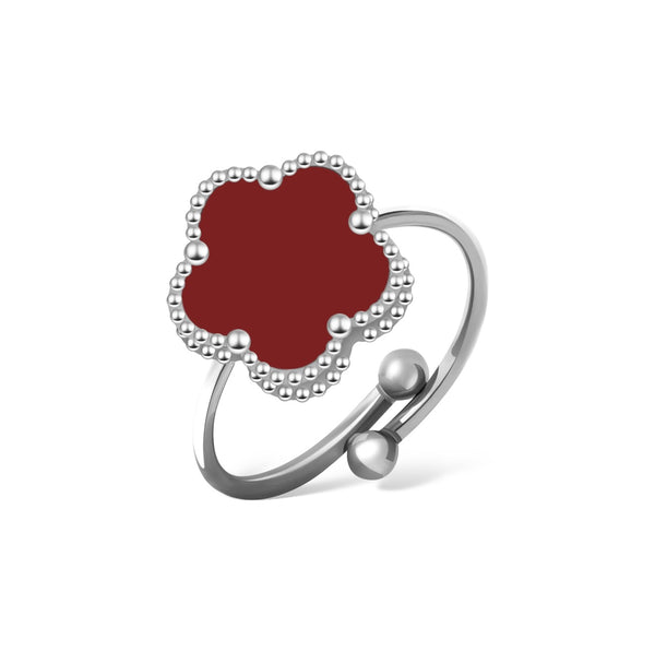 RING FIORI - SILVER/RED