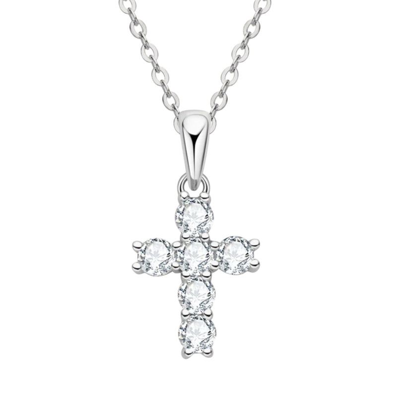 DIAMOND CROSS NECKLACE MOISSANITE S925 - SILVER