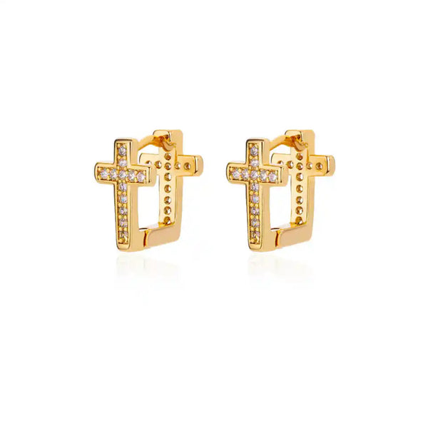 EARRINGS CROSS - GOLD