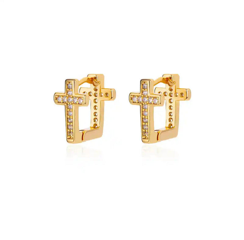 EARRINGS CROSS - GOLD