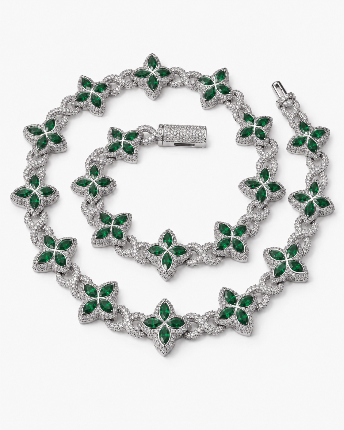 INFINITY FIORI DIAMOND NECKLACE - SILVER/GREEN