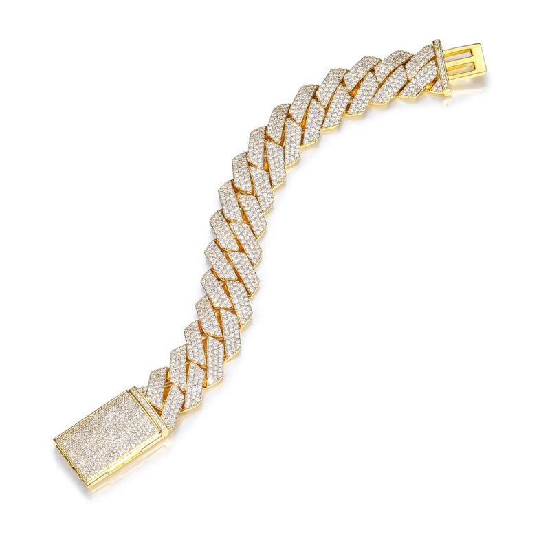 CUBAN ICE BRACELET MOISSANITE S925 - GOLD