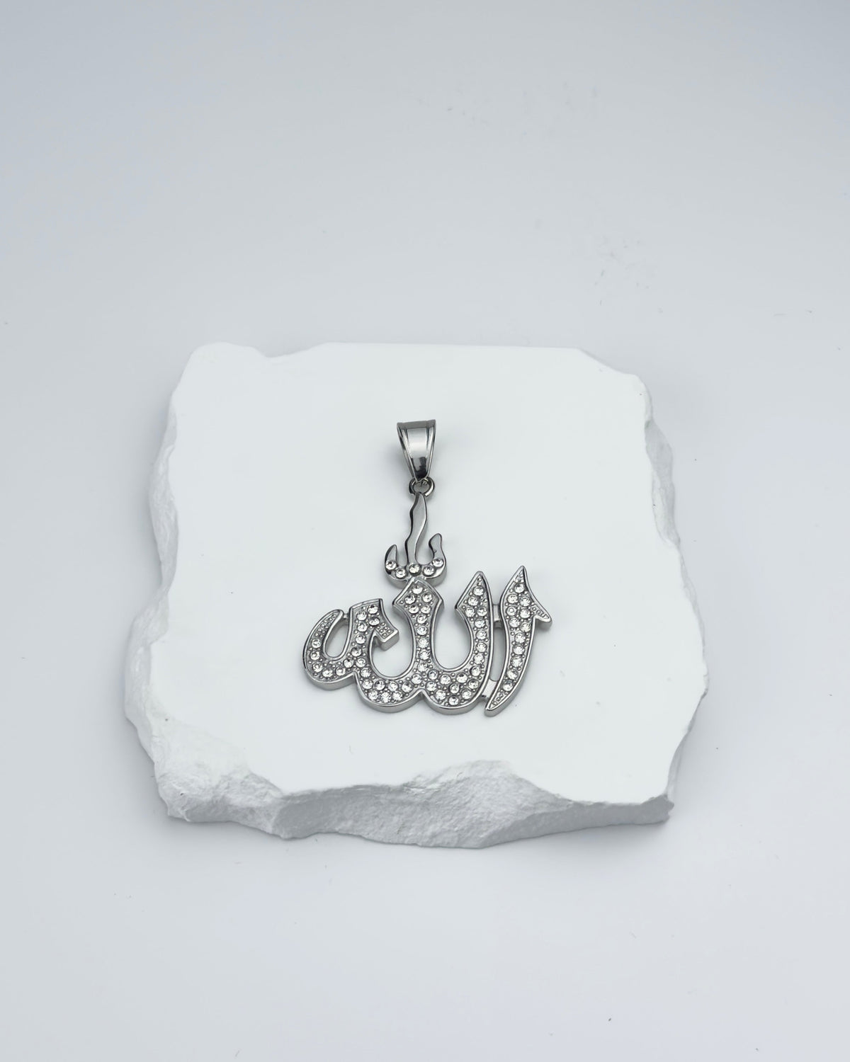 DIAMOND ALLAH PENDANT - SILVER