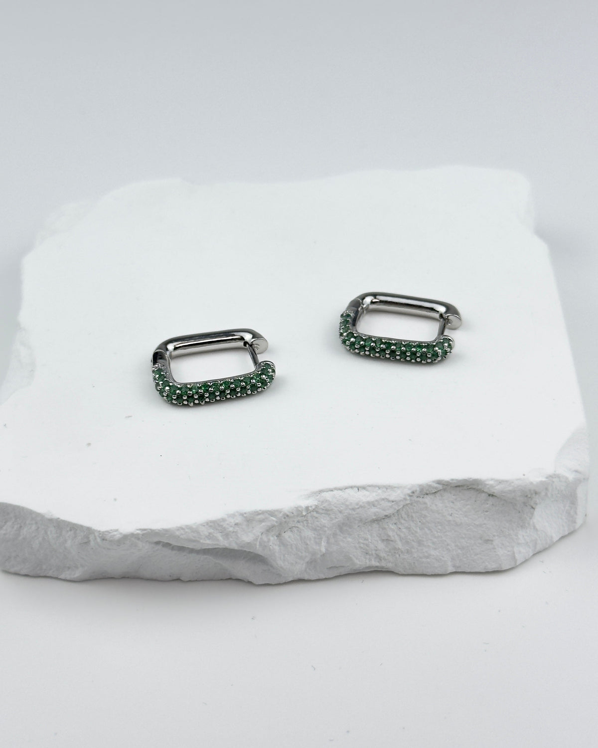 EARRINGS ALESSANDRA - SILVER/GREEN