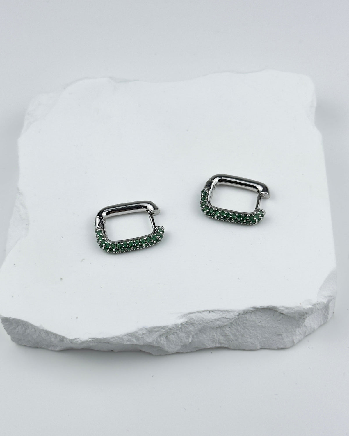 EARRINGS ALESSANDRA - SILVER/GREEN