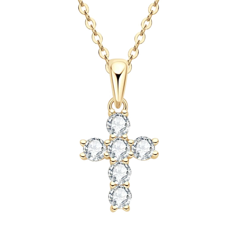 DIAMOND CROSS NECKLACE MOISSANITE S925 - GOLD