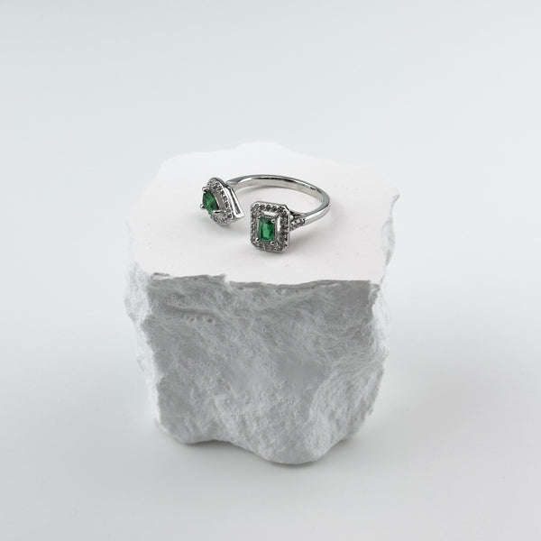 DIAMOND RING - SILVER/GREEN