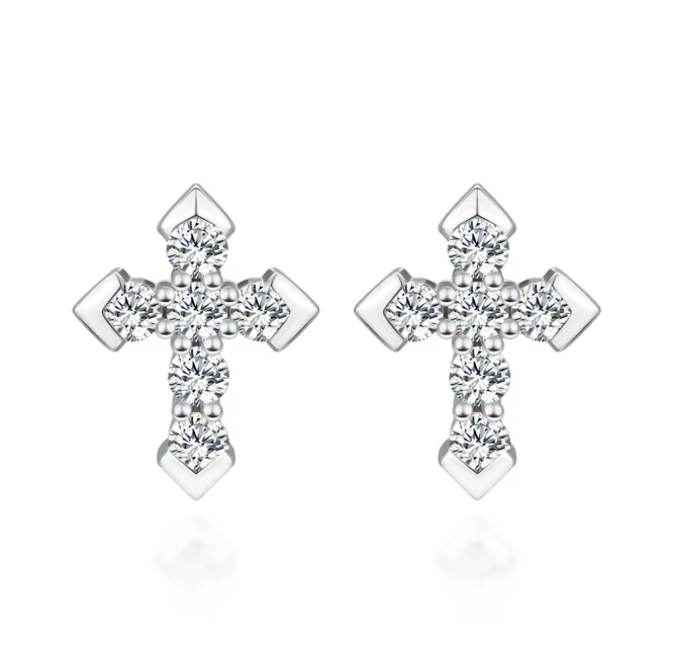 EARRINGS DIAMOND CROSS MOISSANITE S925 - SILVER