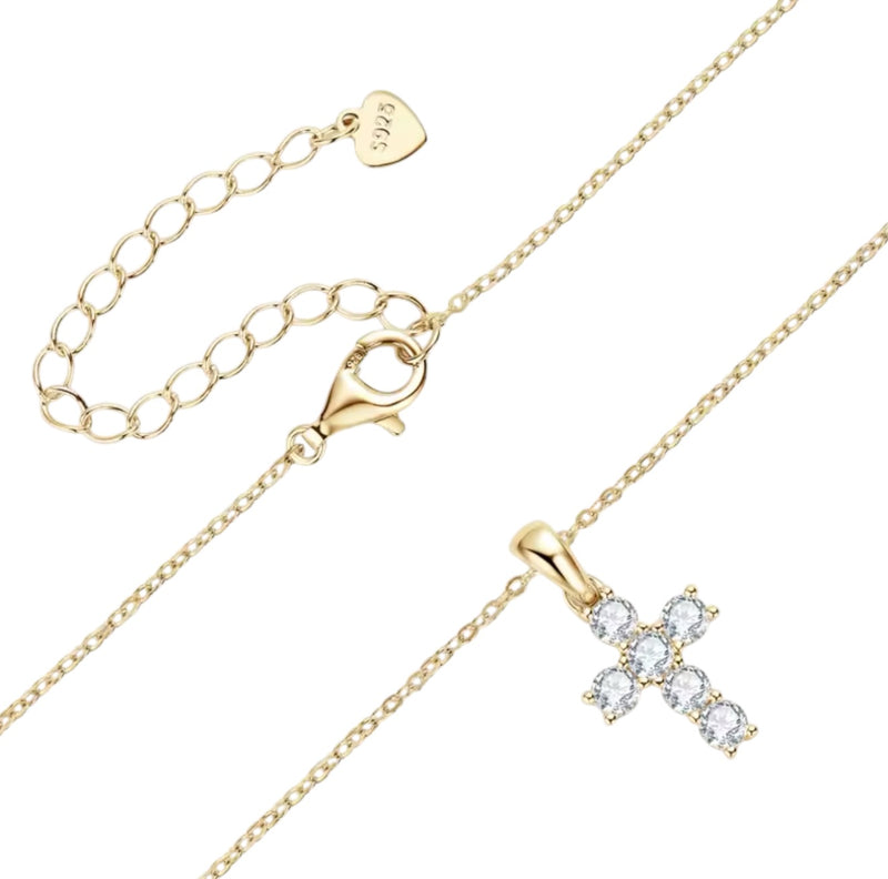 DIAMOND CROSS NECKLACE MOISSANITE S925 - GOLD