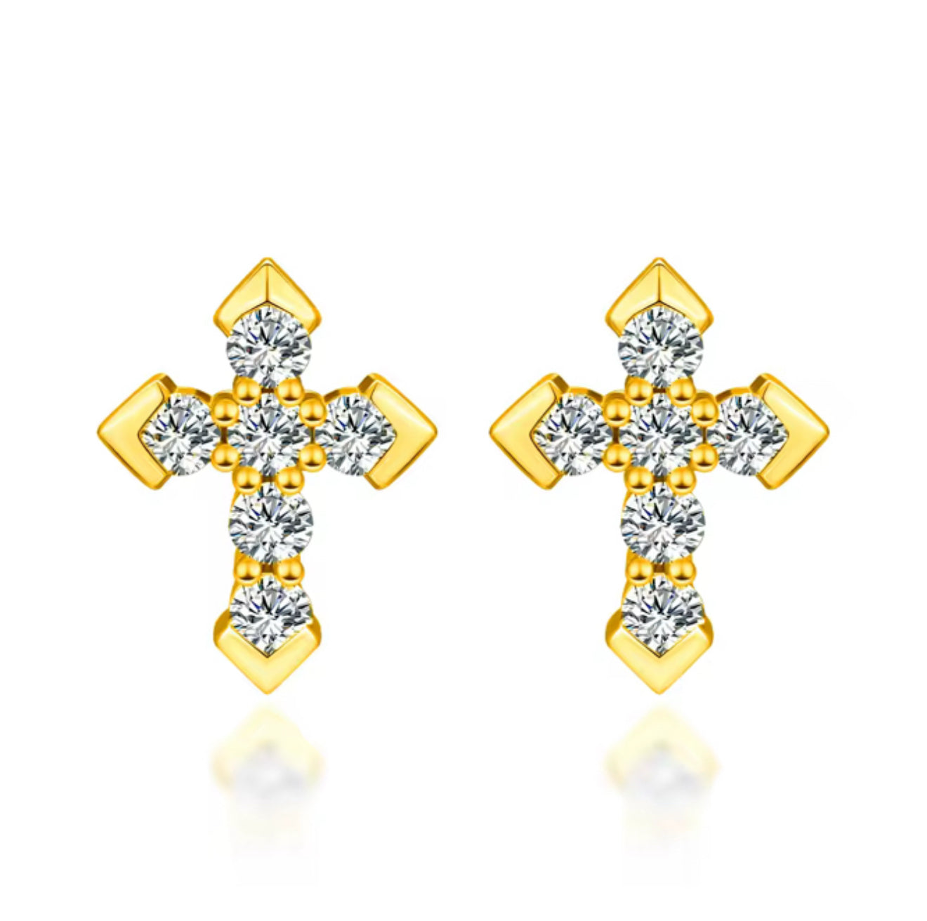 EARRINGS DIAMOND CROSS MOISSANITE S925 - GOLD