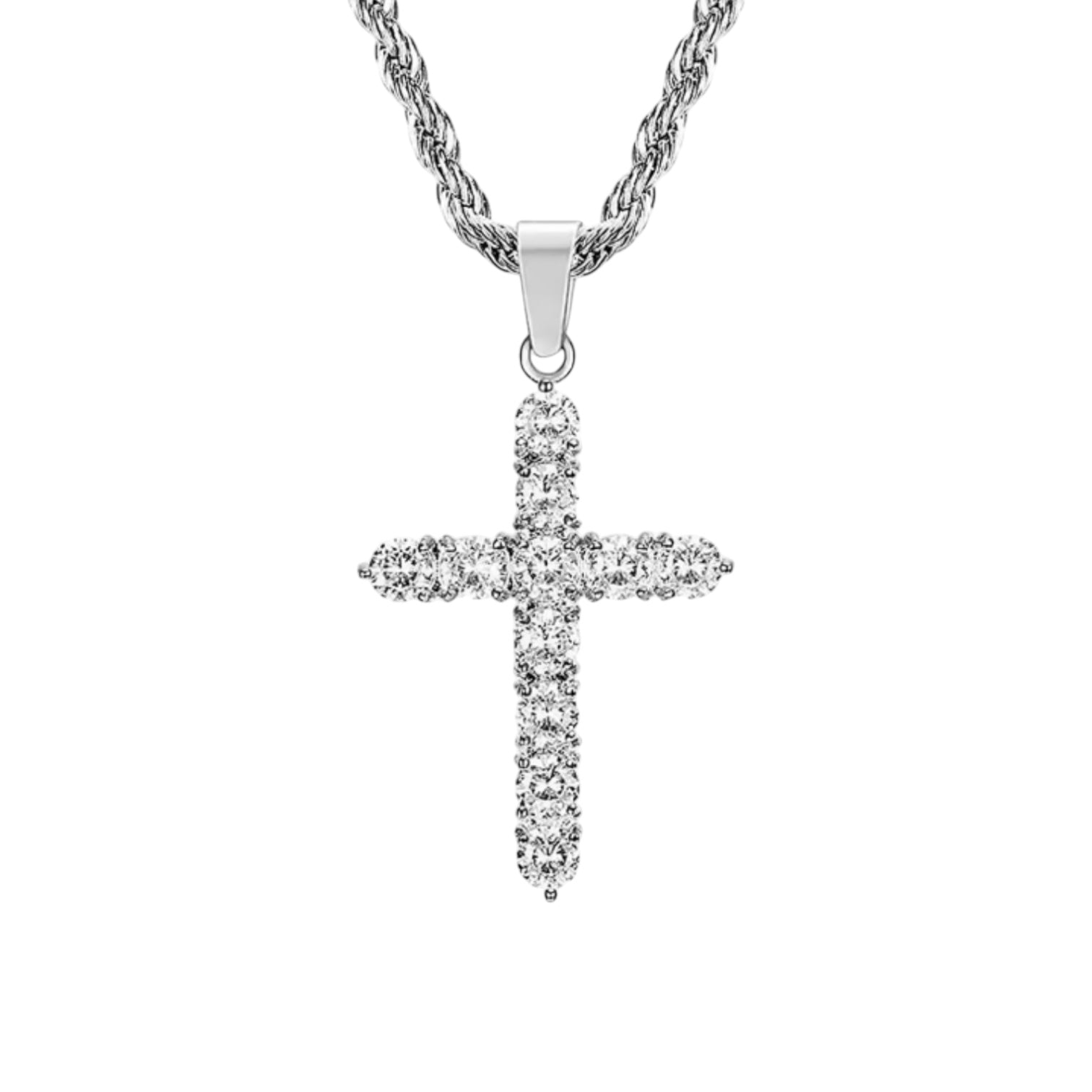 PENDANT DIAMOND CROSS - SILVER