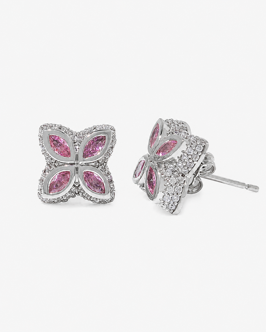 INFINITY FIORI DIAMOND EARRINGS - SILVER/PINK