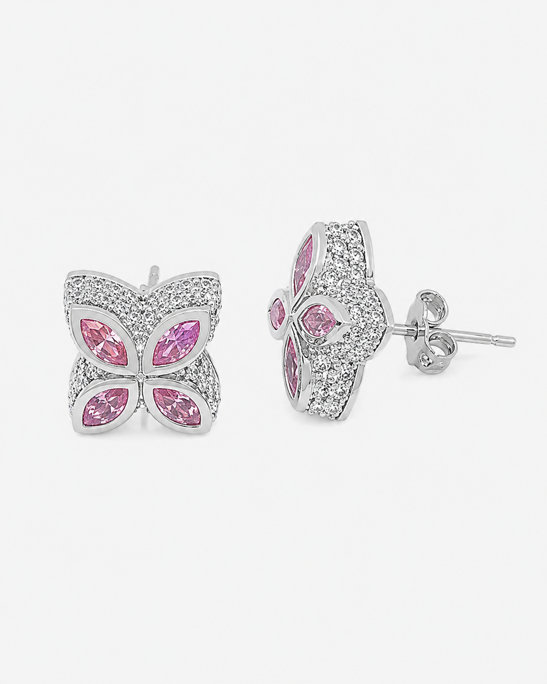 INFINITY FIORI DIAMOND EARRINGS - SILVER/PINK