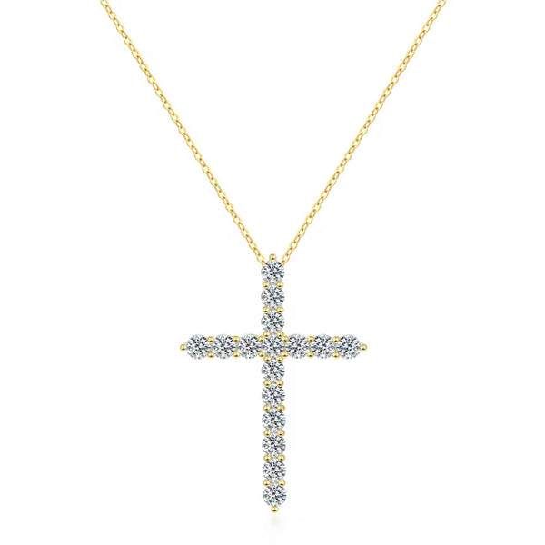 BARI DIAMOND CROSS NECKLACE MOISSANITE S925 - GOLD