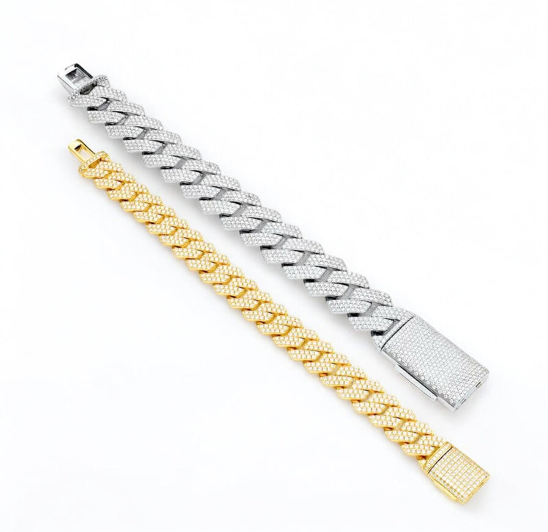 CUBAN ICE BRACELET MOISSANITE S925 - GOLD