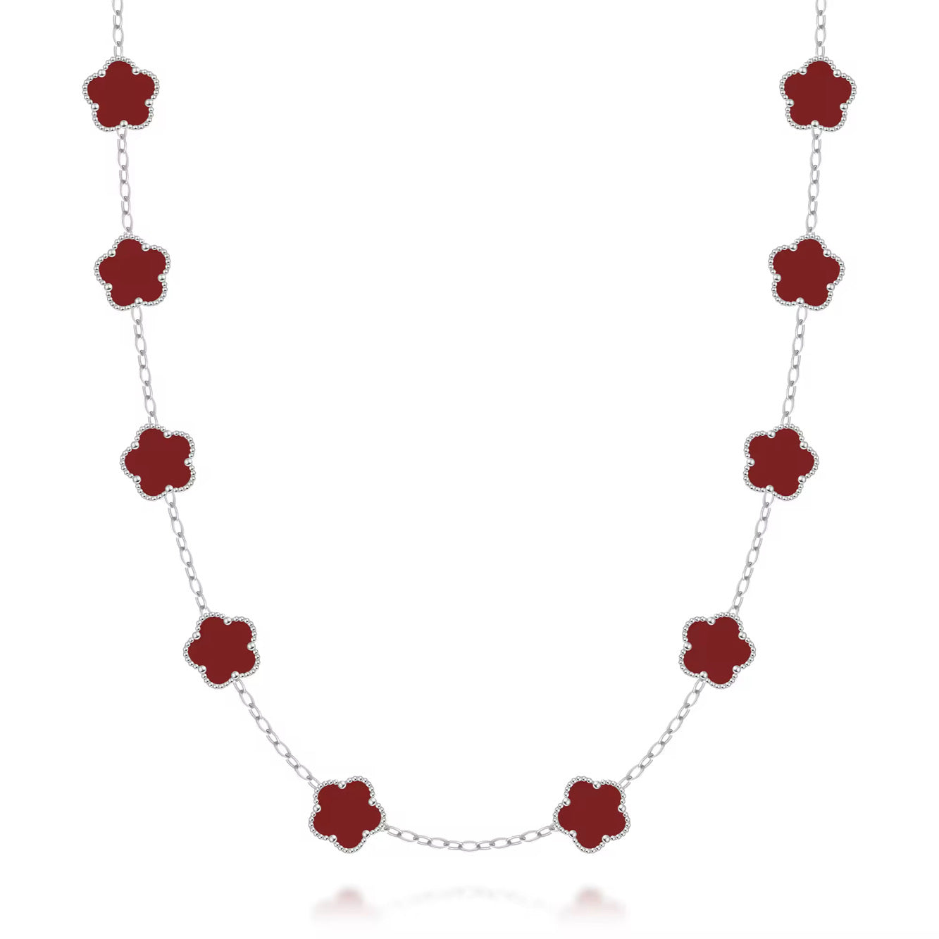 FIORI NECKLACE V2 - SILVER/RED