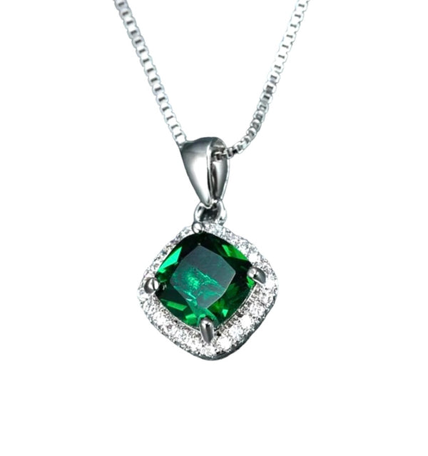 NECKLACE ALICE - SILVER/GREEN