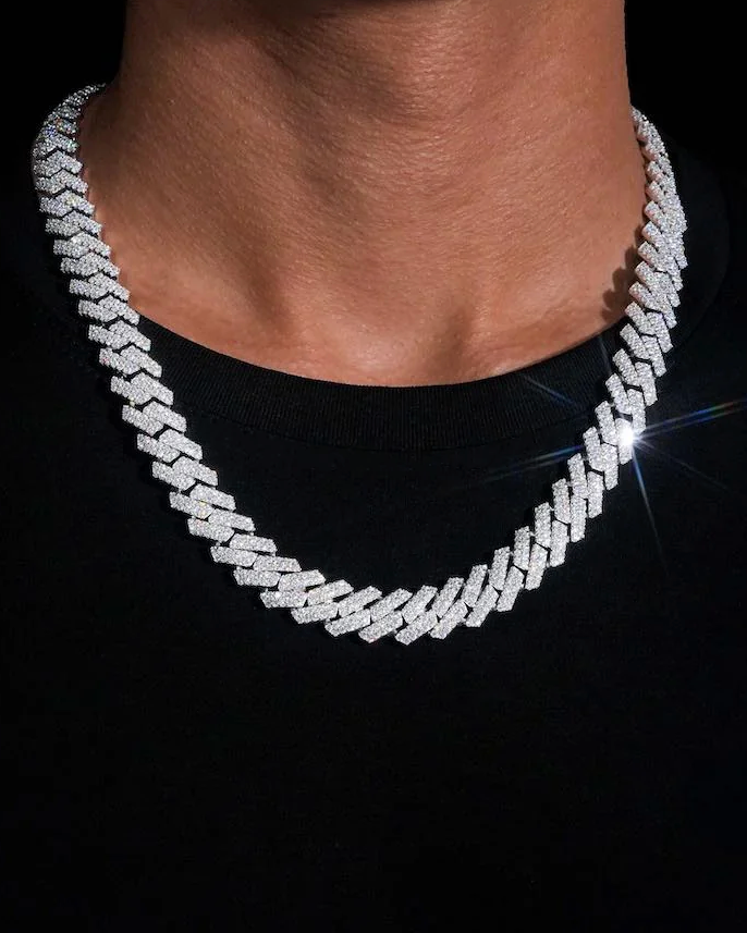 CUBAN ICE NECKLACE MOISSANITE S925 - SILVER (Made to Order)