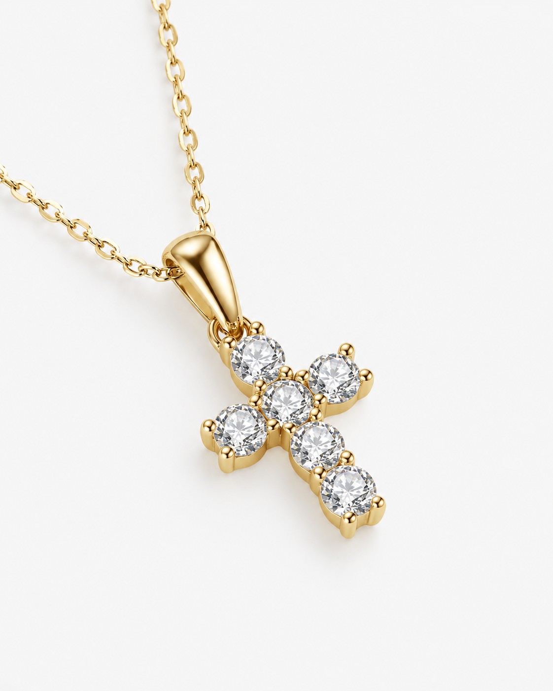 DIAMOND CROSS NECKLACE MOISSANITE S925 - GOLD