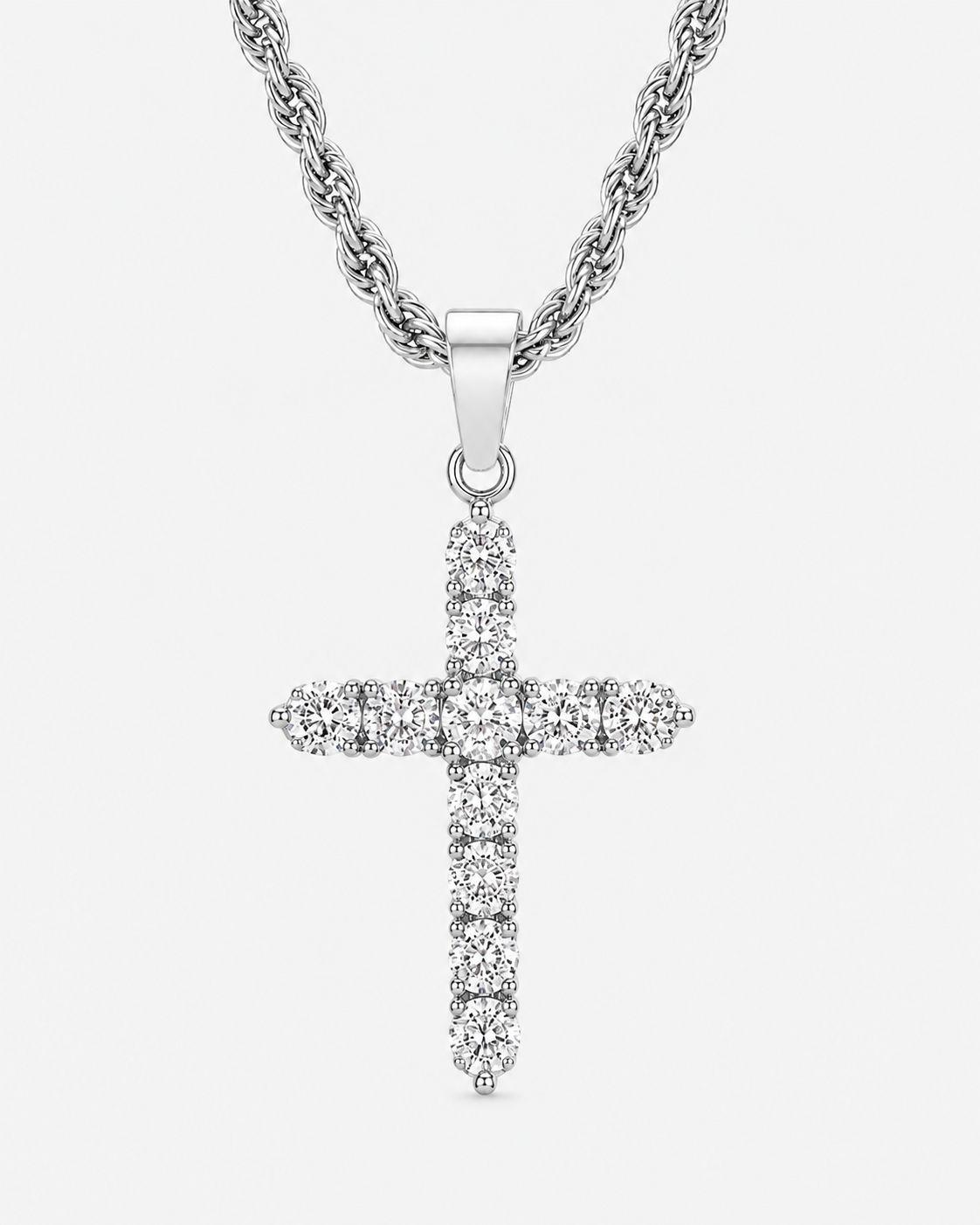 PENDANT DIAMOND CROSS - SILVER