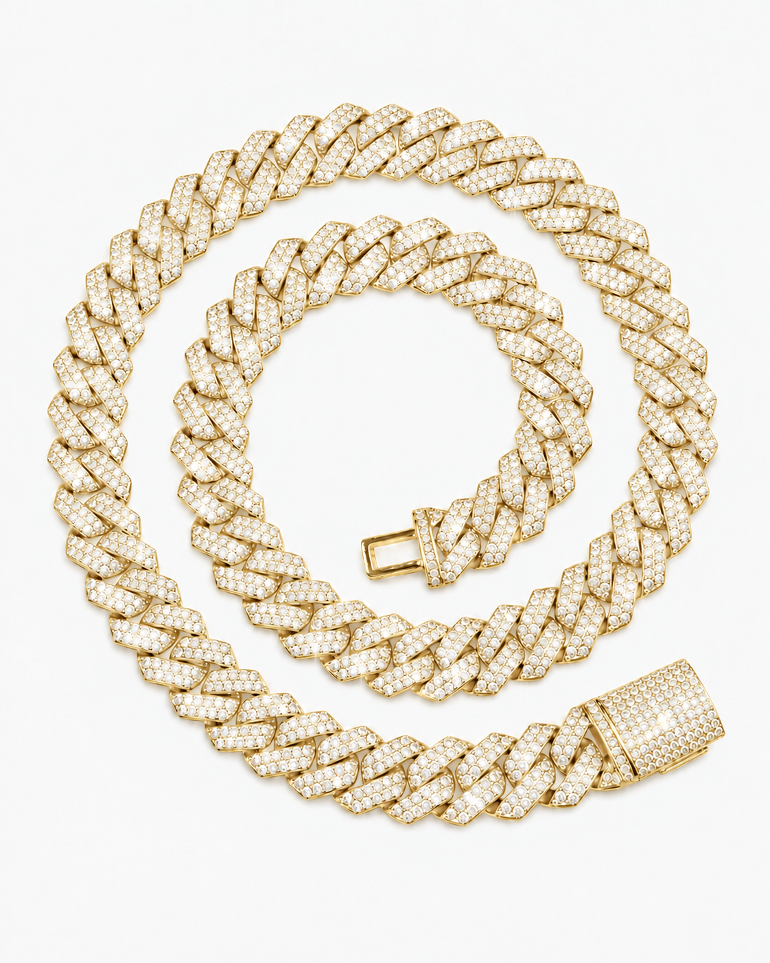 CUBAN ICE NECKLACE MOISSANITE S925 - GOLD (Made to Order)