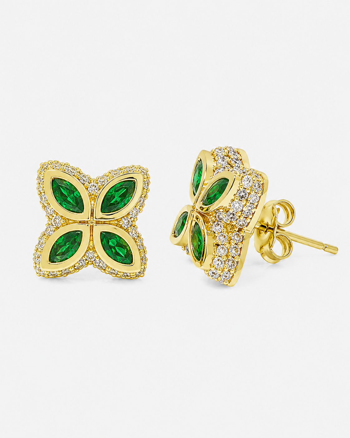INFINITY FIORI DIAMOND EARRINGS - GOLD/GREEN