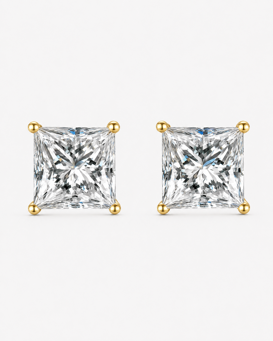 EARRINGS DIAMOND SQ MOISSANITE S925 - GOLD