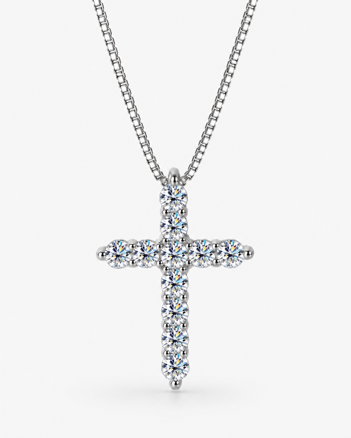 BARI DIAMOND CROSS NECKLACE MOISSANITE S925 - SILVER