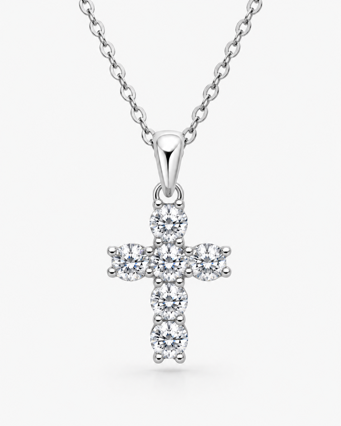 DIAMOND CROSS NECKLACE MOISSANITE S925 - SILVER