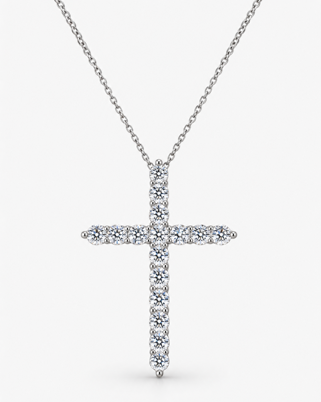 BARI DIAMOND CROSS NECKLACE MOISSANITE S925 - SILVER