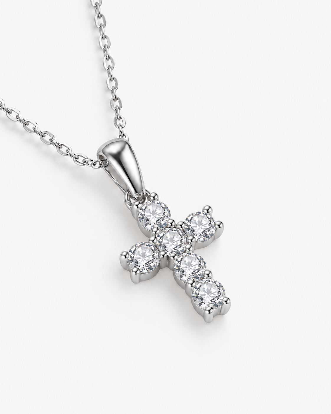 DIAMOND CROSS NECKLACE MOISSANITE S925 - SILVER