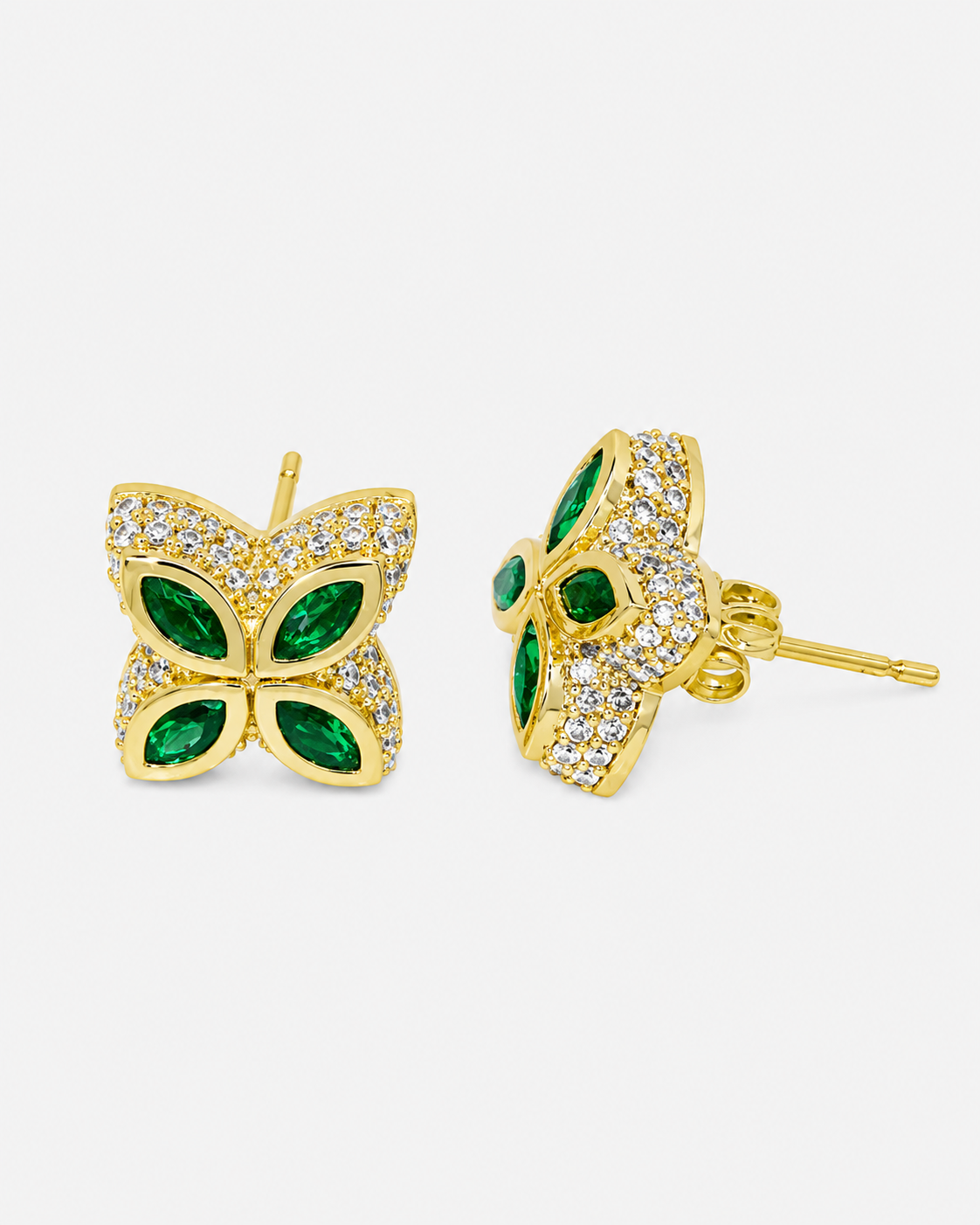 INFINITY FIORI DIAMOND EARRINGS - GOLD/GREEN