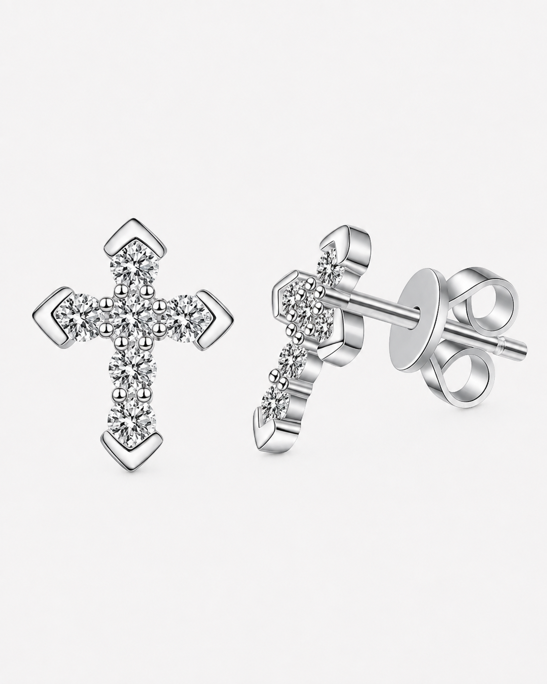 EARRINGS DIAMOND CROSS MOISSANITE S925 - SILVER