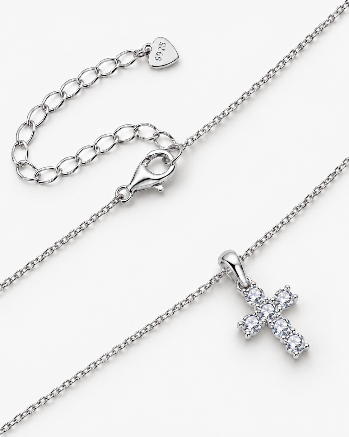 DIAMOND CROSS NECKLACE MOISSANITE S925 - SILVER