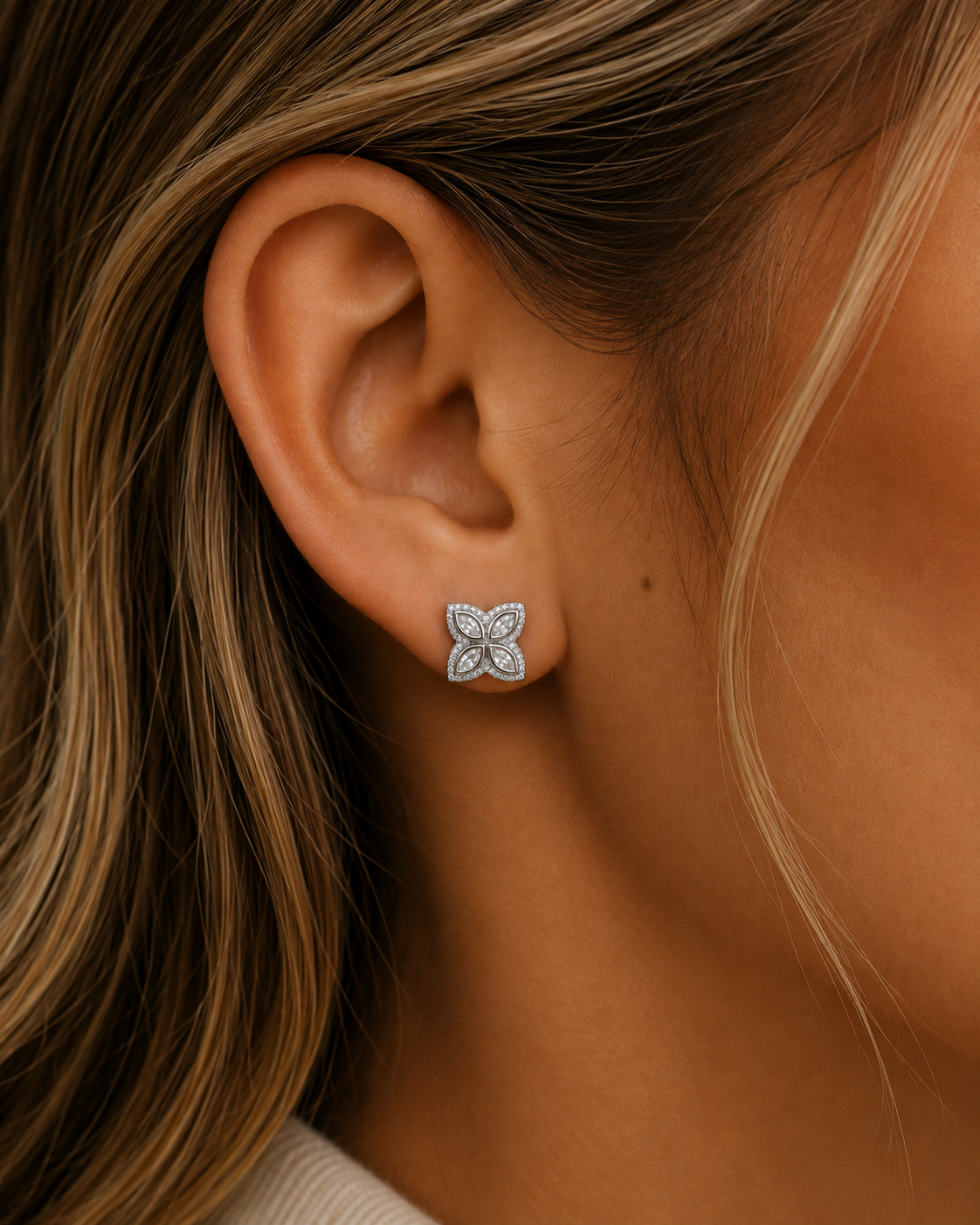 INFINITY FIORI DIAMOND EARRINGS - SILVER