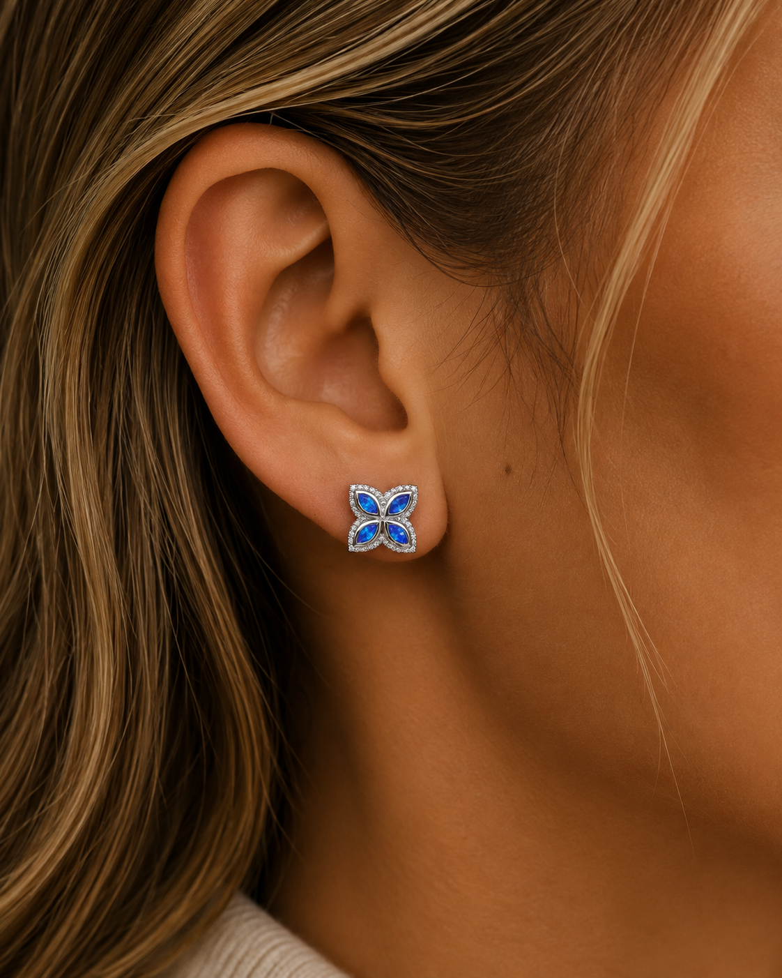INFINITY FIORI DIAMOND EARRINGS - SILVER/BLUE