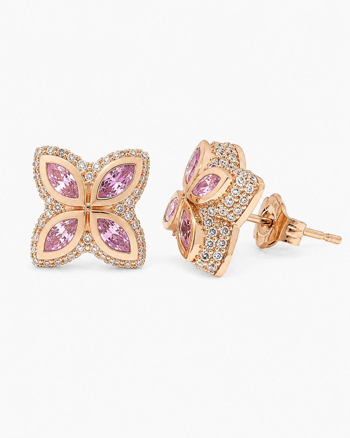 INFINITY FIORI DIAMOND EARRINGS - ROSE GOLD/PINK