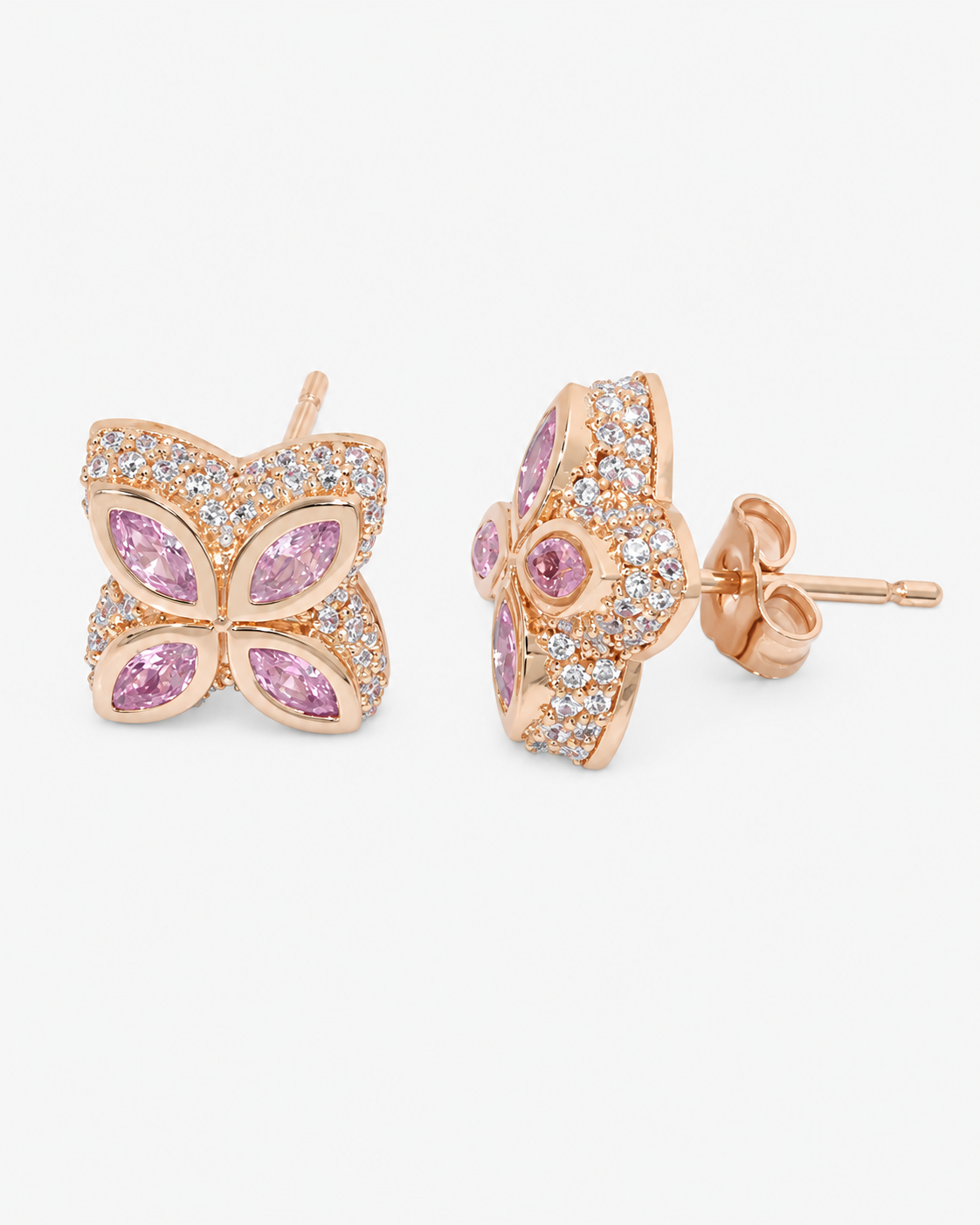 INFINITY FIORI DIAMOND EARRINGS - ROSE GOLD/PINK