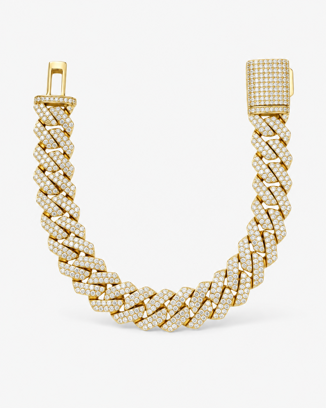 CUBAN ICE BRACELET MOISSANITE S925 - GOLD (Made to Order)