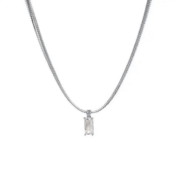 HERRINGBONE DIAMOND NECKLACE - SILVER