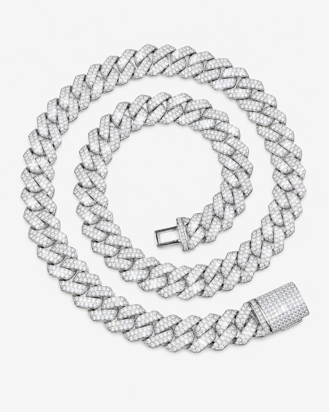 CUBAN ICE NECKLACE MOISSANITE S925 - SILVER (Made to Order)